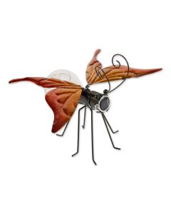 8" Iron Butterfly Solar Glow Bug Red